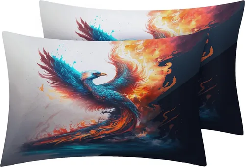 Vista 3 de Phoenix Sheets - Juego de sábanas de 3 piezas con estampado de animales de fantasía, sábanas y fundas de almohada de 3 piezas, sábana bajera