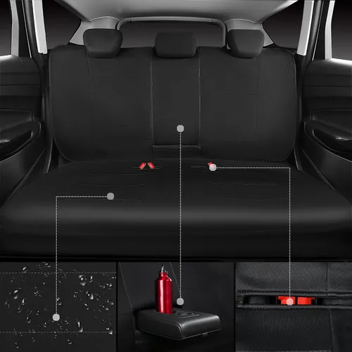 Vista 3 de Car Pass - Fundas impermeables de neopreno para asientos, juego completo negro de ajuste universal, fundas protectoras para interior de auto SUV