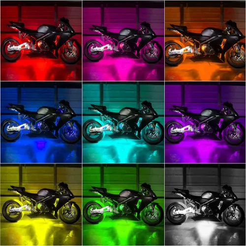 Vista 6 de Nilight Juego de 8 tiras de luces LED RGB para motocicleta, luces de atmósfera impermeables de neón multicolor con control remoto inteligente