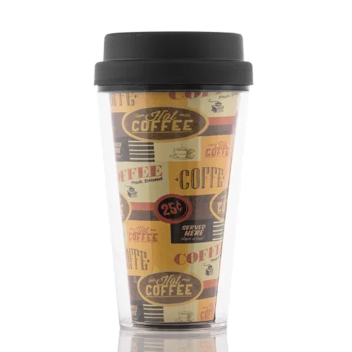 Vista 2 de Vaso con Tapa Plástico 300 ml