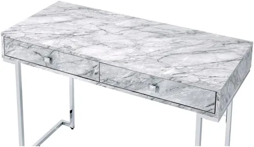Vista 7 de Acme Tigress - Escritorio de mármol sintético con 2 cajones en blanco y cromado