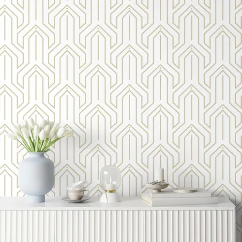 Vista 10 de Ismoon Papel tapiz bohemio para despegar y pegar, de 16.1 x 78.7 pulgadas, moderno papel de contacto geométrico beige/rojo oxidado, papel de pared