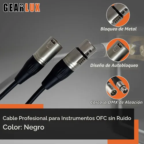 Vista 5 de Gearlux Cable DMX, 3 pines, macho a hembra, 6.5 pies - 10
