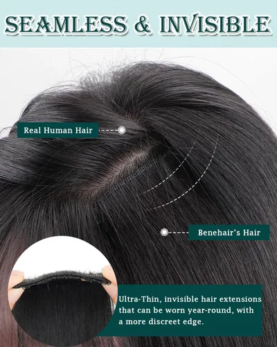 Vista 6 de 6 extensiones de cabello real con 6 clips, cabello ondulado de 10 pulgadas, color marrón oscuro