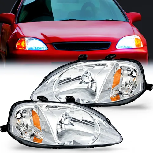 Vista 12 de Nilight - Conjunto de faros delanteros compatibles con Honda Civic 1996 1997 1998. Reemplazo de faros delanteros, carcasa negra, reflector ámbar