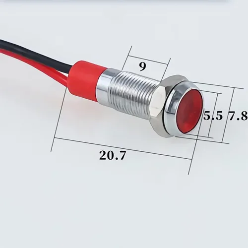 Vista 6 de Luz indicadora LED metálica de 6 mm, pequeña, 12 V, impermeable, lámpara de señal de 24 voltios, luces de salpicadero, precableada, eléctrica
