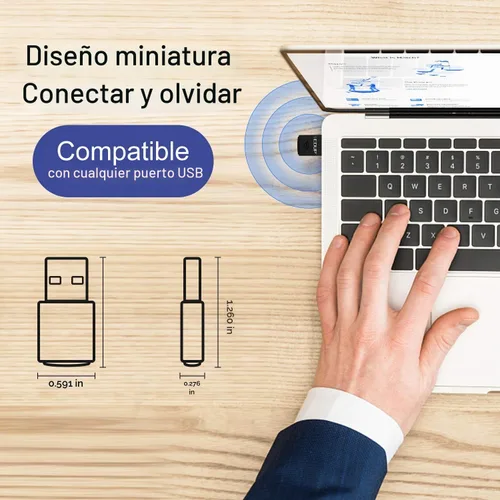 Vista 4 de EDUP Adaptador USB Bluetooth WiFi para PC, Adaptador Bluetooth 4.0, Adaptador de Red USB Nano Inalámbrico 2.4Ghz 150Mbps, Solo Compatible