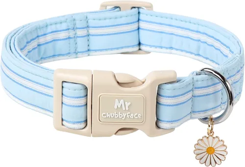 Vista 32 de MR.CHUBBYFACE· Collar de perro de San Valentín azul, lindo collar de cachorro con lazo azul, collar ajustable de algodón para mascotas con hebilla