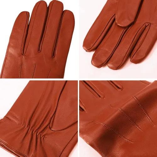 Vista 5 de Guantes de piel de cordero de napa de lujo para hombre