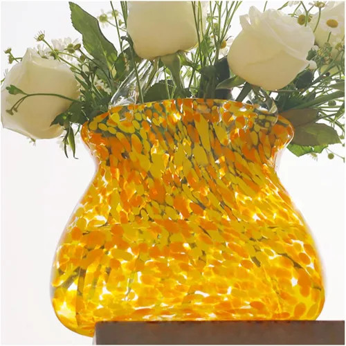 Vista 8 de Jarrón de bolsa de vidrio, jarrones transparentes con asa, florero de vidrio transparente, único para centros de mesa, decoración de mesa, Morado
