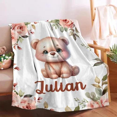 Vista 31 de Manta de bebé personalizada para niñas y niños pequeños, recién nacidos, regalos personalizados de vaca floral con nombre y texto, 40 x 30 pulgadas