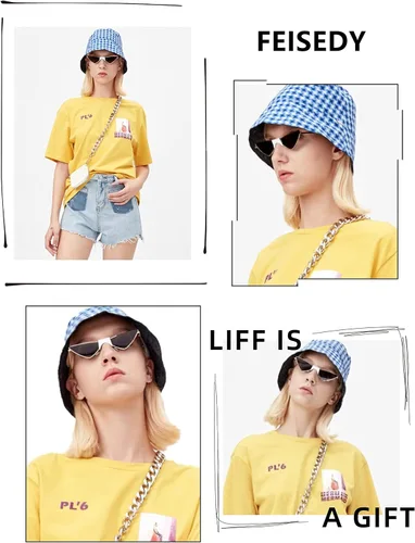 Vista 3 de FEISEDY Gafas de sol pequeñas con ojo de gato para mujer color rosa color caramelo B2721