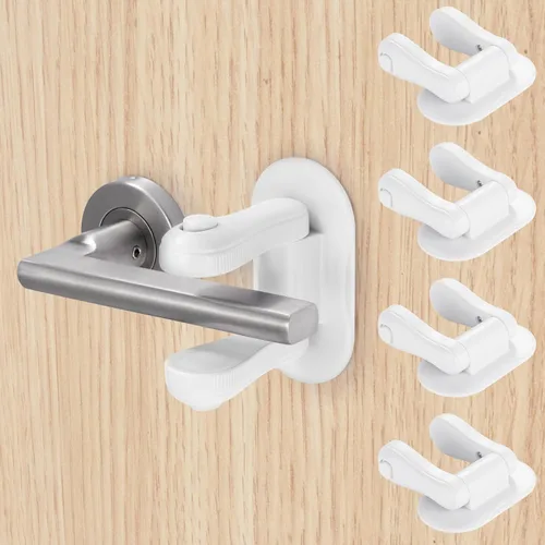 Vista 8 de Inaya Cerradura de palanca de puerta a prueba de niños (paquete de 4) - Cerradura de manija de puerta - Adhesivo 3M - Diseño minimalista