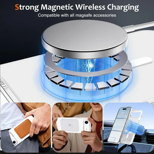 Vista 716 de Anuck - Funda magnética para iPhone 11 compatible con MagSafe, carcasa trasera mate translúcida dura, borde de TPU, delgada, resistente a impactos