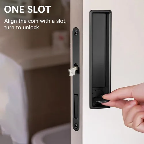 Vista 5 de Juego de herrajes para cerradura de puerta de bolsillo, manija de privacidad con tirador oculto y pestillo empotrado, apto para puertas de madera
