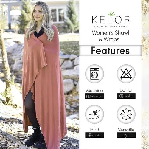 Vista 25 de K E L O R Luxury Cooling Travel Blanket - Stretchy, Lightweight Soft & Breathable Shawl Wraps for Women
