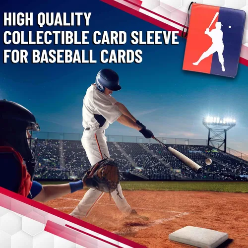 Vista 5 de Carpeta de tarjetas de béisbol con mangas, álbum de tarjetas impermeable de 3 anillos con 50 mangas, cierre de cremallera, tarjetero de gran