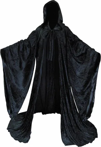 Vista 6 de Bata de terciopelo estilo Cosplay Hechicero con mangas y capucha con forro de satén