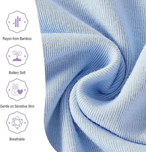 Vista 9 de DEFAHN Paquete de 2 mamelucos unisex para bebé, viscosa súper suave de bambú, unicolor de manga larga para bebés niños y niñas
