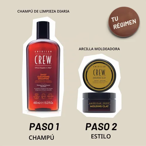 Vista 6 de American Crew Arcilla para moldear el cabello para hombre, gel de peinado con fuerte sujeción y brillo medio, relleno de calcetines para él, 3 onzas