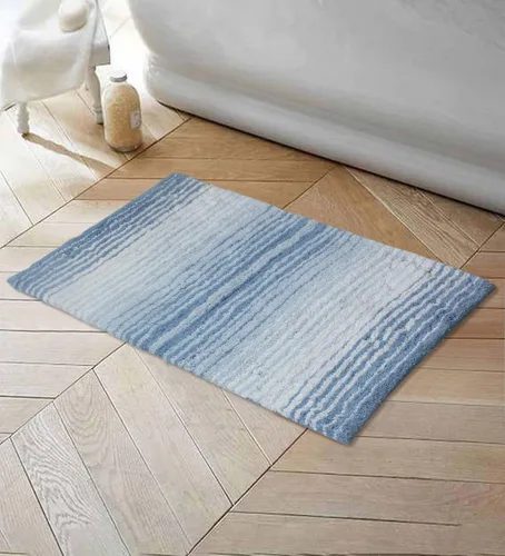 Vista 45 de Home Weavers Gradation Collection - Alfombra de baño 100% algodón, suave y absorbente, antideslizante, lavable a máquina, rectangular, 17 x 24 Beige