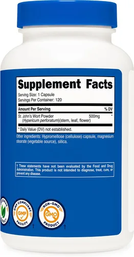 Vista 5 de Nutricost St John's Wort Cápsulas (500 mg) 120 cápsulas, sin gluten