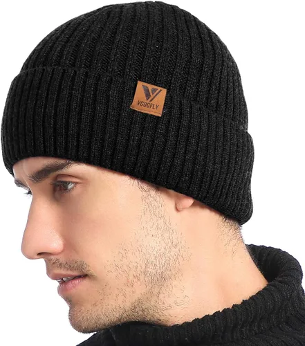 Vista 5 de Vgogfly Lined Men Beanie Slouchy Knit Skull Cap Warm Stocking Hats Guys Women Striped Winter Beanie Hat