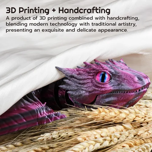 Vista 4 de Guwewu Wyvern Emplumado, Dragón Fidget Articulado Impreso en 3D - Azurewing