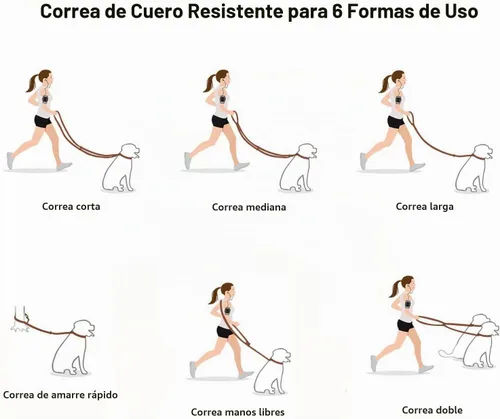 Vista 3 de Guiding Star Correa de cuero para perro de 8 pies, correa de entrenamiento suave multifunción 6 en 1, manos libres, doble, cruzada para perros Negro