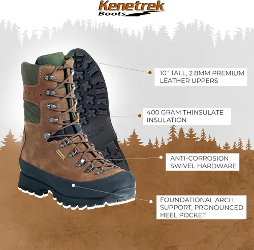 Vista 4 de Kenetrek - Botas para cazar con aislación, de hombre. Mountain Extreme 400 Marrón
