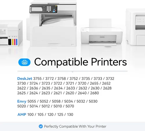 Vista 2 de Cartuchos de tinta 65XL, color negro/tricolor, 2 unidades de repuesto para HP 65 65XL, tinta funciona con HP Envy 5055 5052 5058 5000 5070 DeskJet