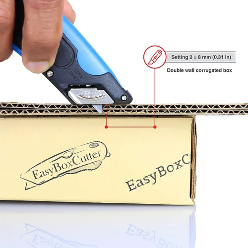 Vista 5 de EasyCut 1000 Cuchillo utilitario retráctil seguro para cortar cajas, azul, 09780