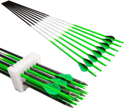 Vista 9 de Archery Carbon Arrow 28 29 30 inch 300 340 350 400 Spine Practice Hunting Arrows for Compound Recurve Bow 12PCS