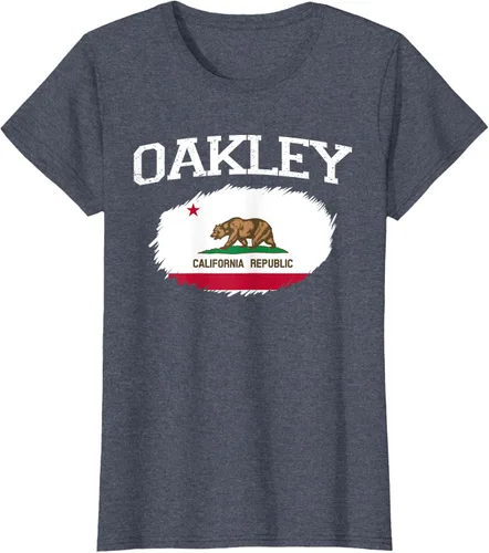 Vista 89 de OAKLEY CA CALIFORNIA Flag Vintage USA Sports Hombre Mujer Camiseta, Negro