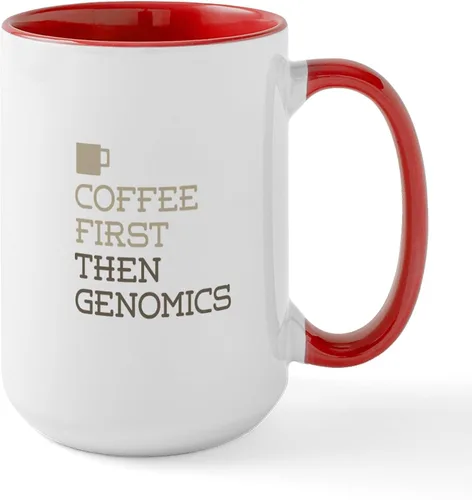 Vista 9 de CafePress Coffee Then Genomics - Taza de café de cerámica, taza de té, 15 onzas