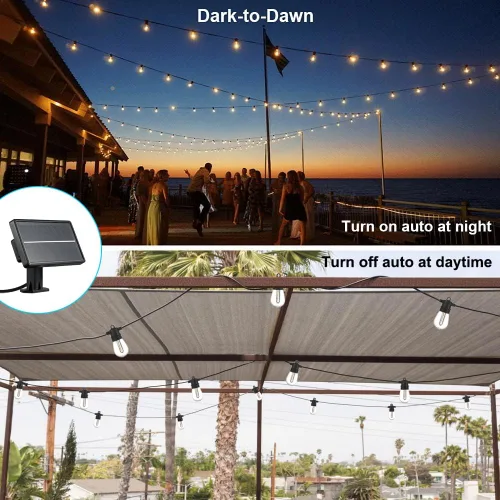 Vista 3 de SUNTHIN - Cadena de luces solares de 24 pies, luces solares recargables por USB para exteriores con bombillas LED impermeables e inastillables