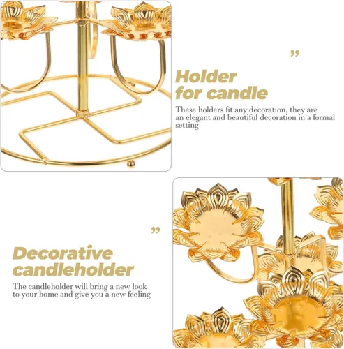 Vista 3 de Portavelas de yoga de Buda de flor de loto - Candelabro de acero para decoración del hogar