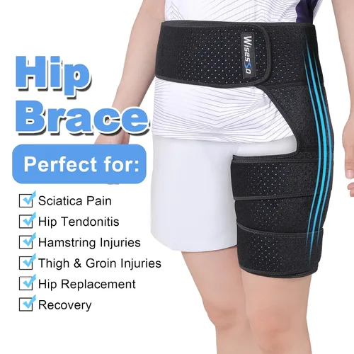 Vista 6 de Soporte de cadera para la ingle, para aliviar el dolor de ciática, azul Thigh Support for Groin, Thigh, Hamstring, Pulled Muscle Injury, Sciatic