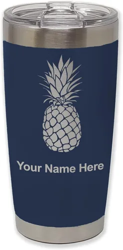 Vista 20 de LaserGram Vaso aislado al vacío de 20 onzas, piña, grabado personalizado incluido (negro)
