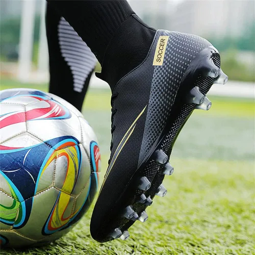 Vista 5 de MFSH Unisex-Cleats Soccer Shoes for Big Boy Fgag High-top Spikes Football Shoes for Younth Professional Training Turf Indoor Ankle Boots Athletic
