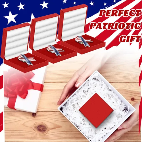 Vista 6 de Kigeli Regalos para el Día de los Veteranos, Pines de Solapa de Bandera Patriótica Americana, Alfileres de metal con cinta esmaltada para sombrero a