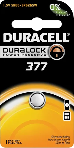 Vista 3 de Duracell Reloj y Batería Electrónica 1,5 V Modelo No. 377 Cardado (Paquete de 2)