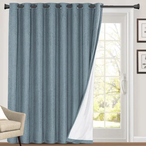 Vista 31 de Cortinas con textura de lino 100% opacas de 64 pulgadas de largo, juego de 2 paneles de cortinas de lino opacas con forro aislante térmico que Arena