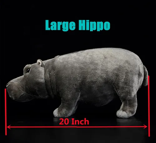 Vista 6 de Juguete de peluche grande de hipopótamo – Animal de peluche realista de 20 pulgadas, animales salvajes suaves hipopótamo, juguetes de peluche