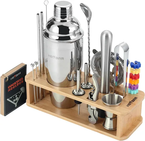 Vista 7 de HMYBAR® Juego de coctelera de 22 piezas (24oz/700ml) Kit de mixología para bartender Juego de herramientas de bar Juego para hacer Martini