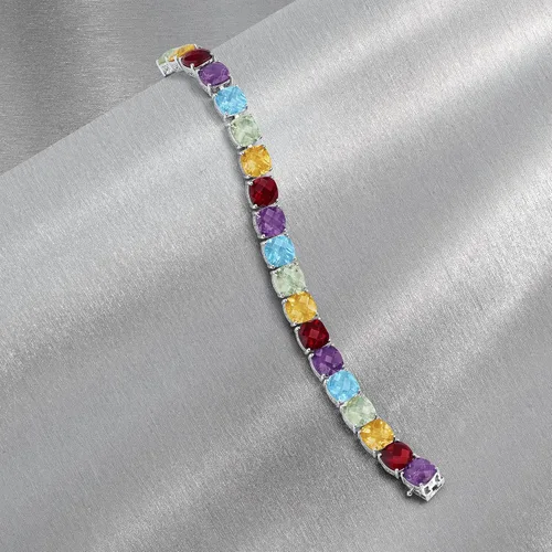 Vista 4 de Ross-Simons Pulsera de tenis de 50.00 quilates con piedras preciosas múltiples en plata de ley, Gema, multi