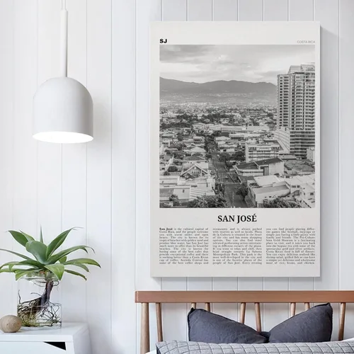 Vista 5 de Impresión de San José en blanco y negro de Costa Rica, arte de pared de San José, póster de San José, foto de San José, póster artístico en lienzo