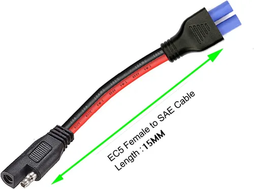 Vista 2 de Conector hembra 10AWG Ec5 a SAE, paquete de 2 cables SAE a EC5 de alimentación automotriz, adecuado para batería solar de coche, 5.9 in