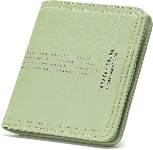 Vista 9 de APHISON Billetera para mujer, delgada y pequeña, cartera RFID para mujer, 05A125VERDE, Moderno