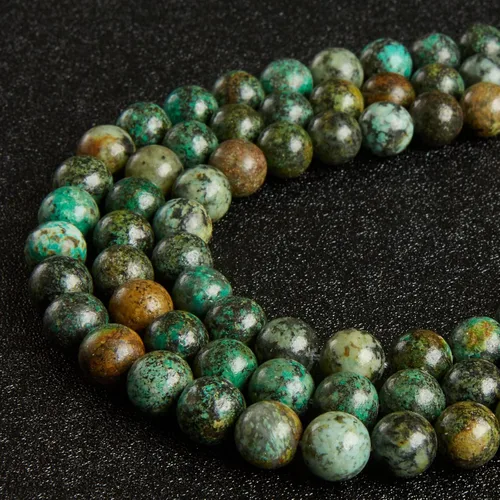 Vista 5 de 60 piezas de cuentas de turquesa africana natural de 6 mm, cuentas de piedras preciosas naturales, cuentas sueltas redondas para hacer joyas